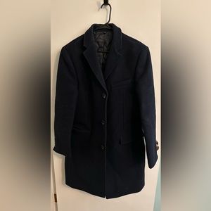 J. Crew. Mens. Navy Insulated Wool Top Coat.
